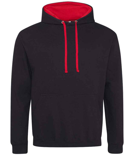 Unisex Contrast Hoodie [Colour - Jet Black/Fire Red] Front