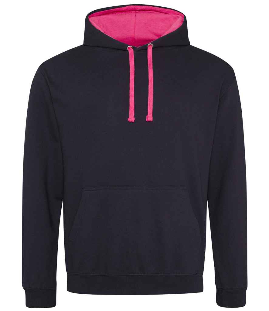 Unisex Contrast Hoodie [Colour - Jet Black/Hot Pink] Front