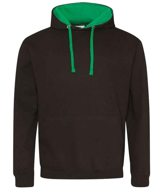 Unisex Contrast Hoodie [Colour - Jet Black/Kelly Green] Front