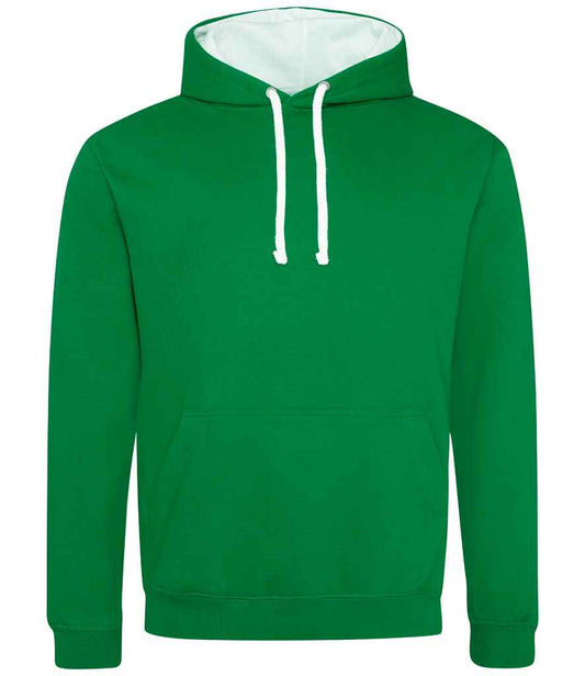 Unisex Contrast Hoodie [Colour - Kelly Green/Arctic White] Front