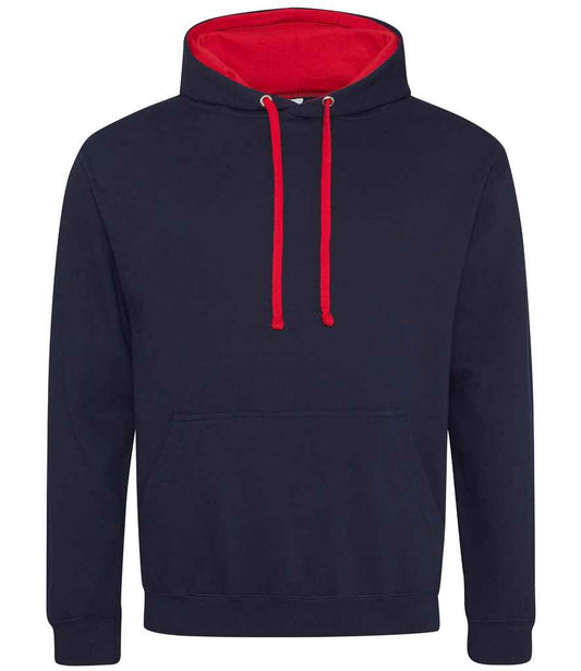 Unisex Contrast Hoodie [Colour - New French Navy/Fire Red] Front