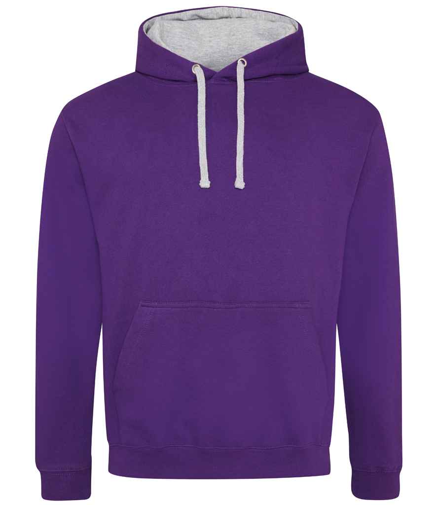Unisex Contrast Hoodie [Colour - Purple/Heather Grey] Front