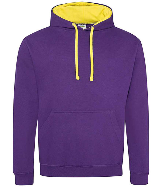 Unisex Contrast Hoodie [Colour - Purple/Sun Yellow] Front