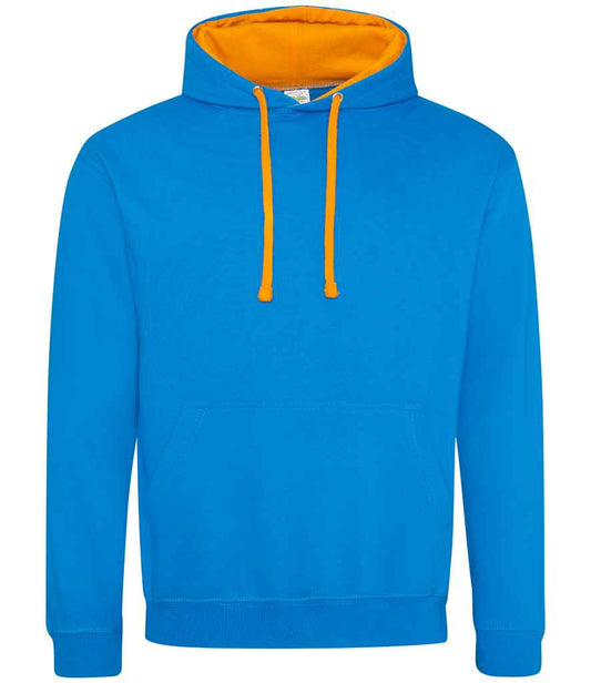 Unisex Contrast Hoodie [Colour - Sapphire Blue/Orange Crush] Front