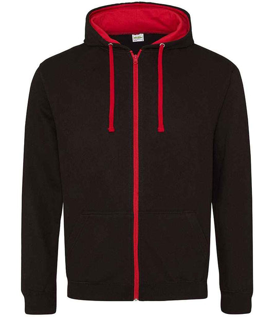 Unisex Contrast Zoodie [Colour - Jet Black/Fire Red] Front