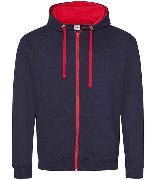 Unisex Contrast Zoodie [Colour - New French Navy/Fire Red] Front