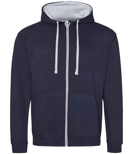 Unisex Contrast Zoodie [Colour - New French Navy/Heather Grey] Front