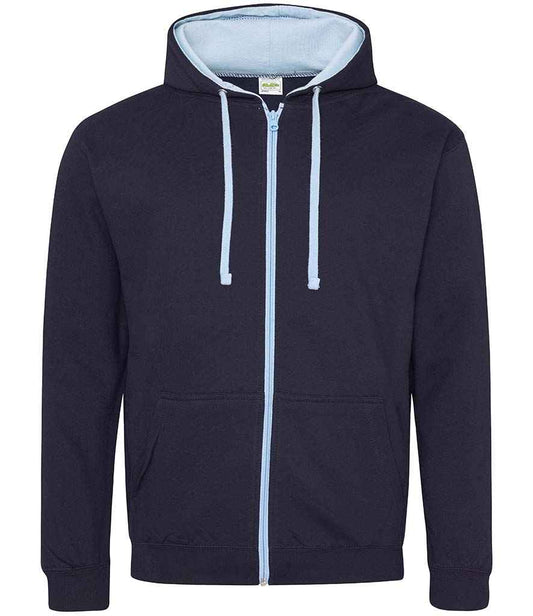Unisex Contrast Zoodie [Colour - New French Navy/Sky Blue] Front